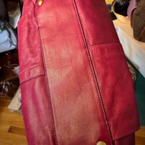 RARE** 2009 Coach Clover Satchel, Dark Red Pearlized Leather - Picture 7 of 10